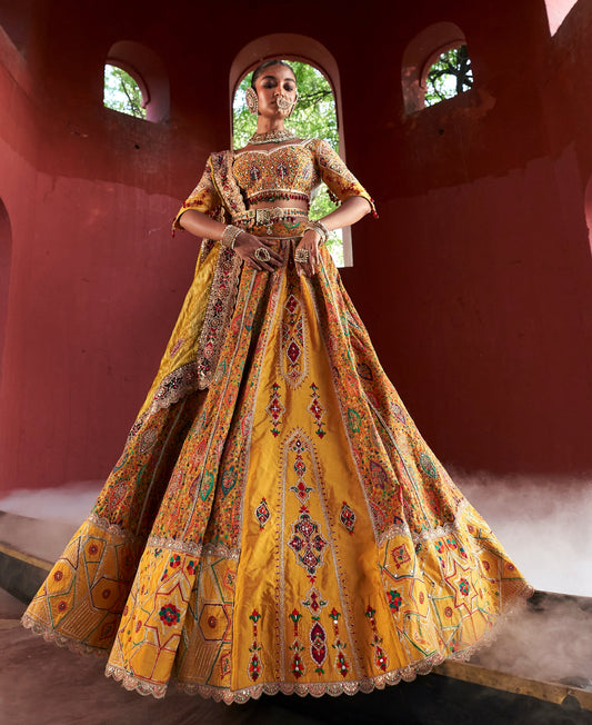 Yellow Jamawar Lehnga