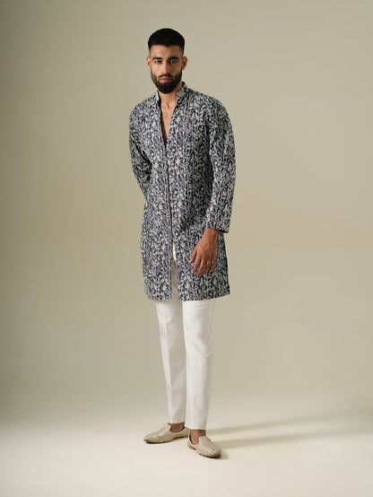 Denim Flora Kurta Set