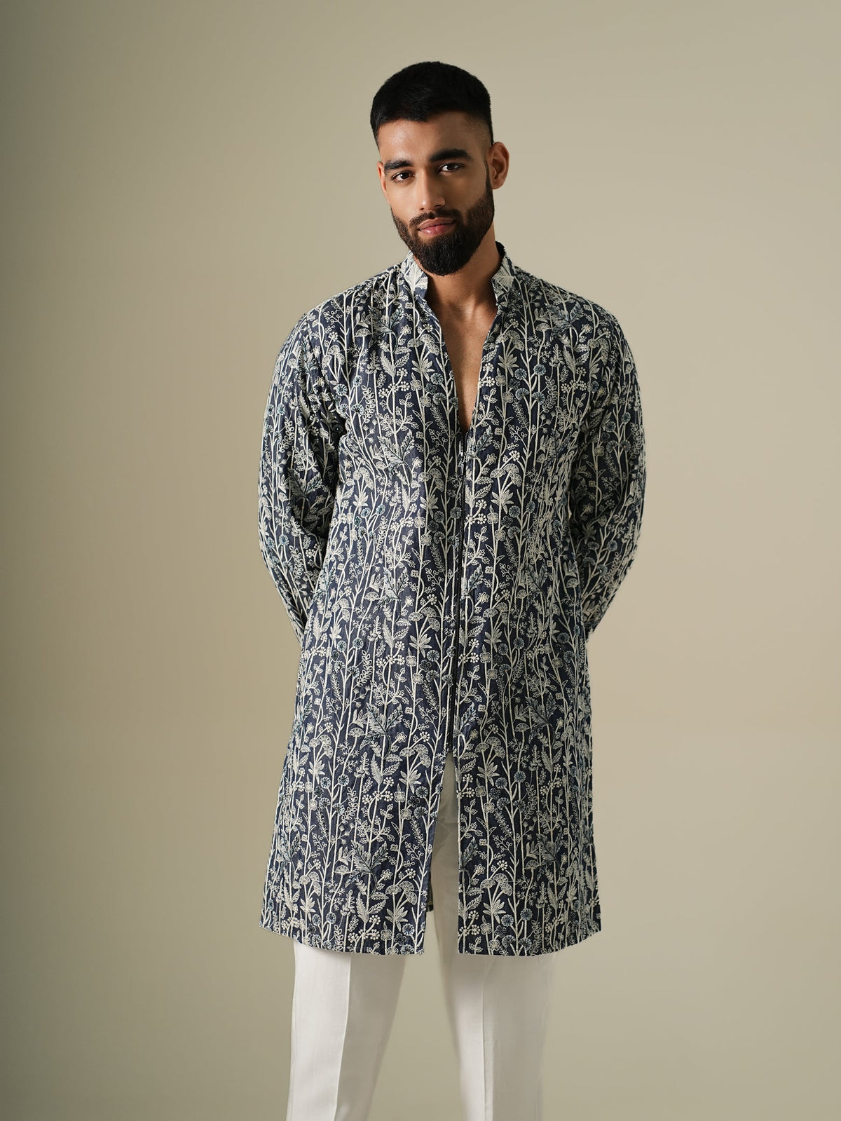 Denim Flora Kurta Set