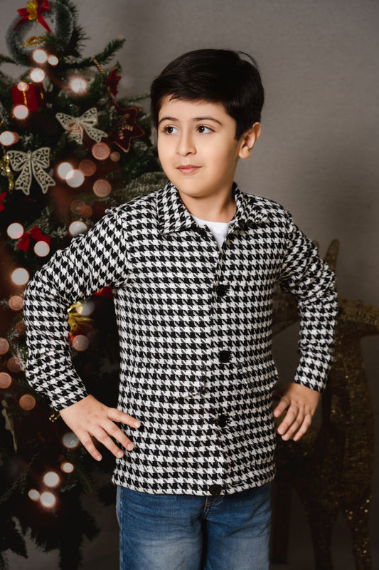 HOUNDSTOOTH B&W  - BOYS SHIRT
