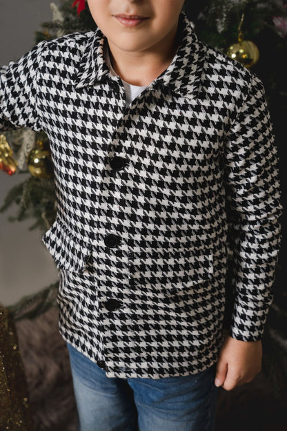 HOUNDSTOOTH B&W  - BOYS SHIRT