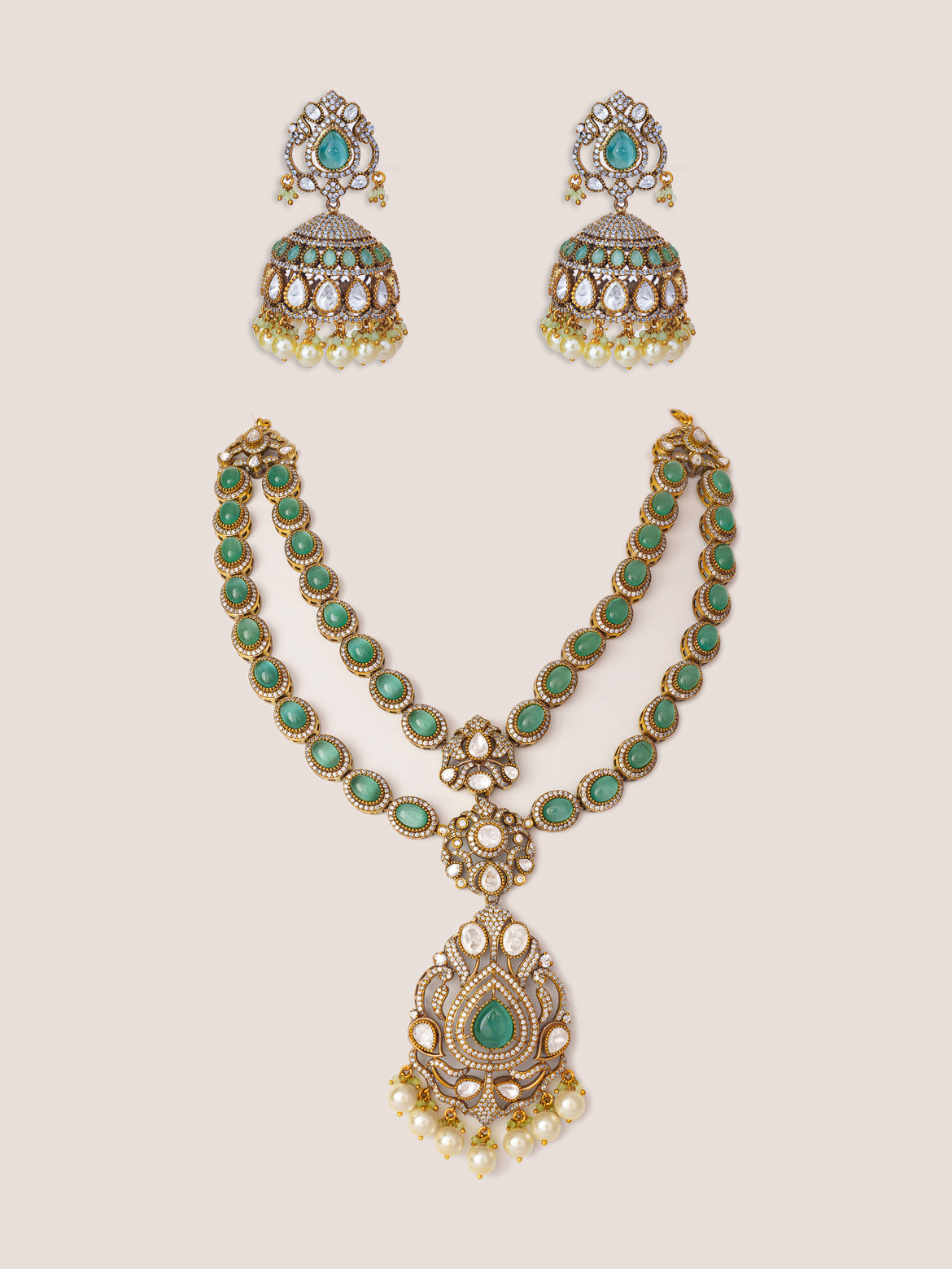 Riza Green Polki Long Set