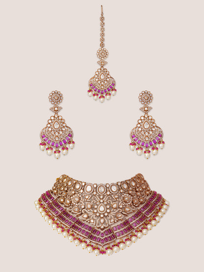 Faiza Two Tone Finish Red Polki Bridal Set