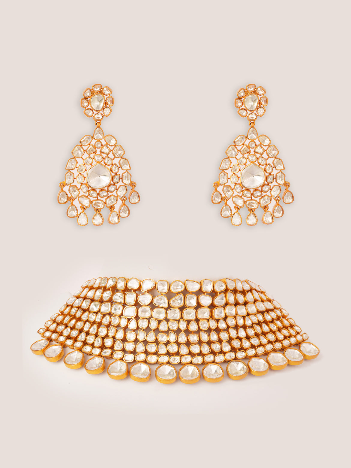 Zahra Gold Finish Moissanite Bridal Set