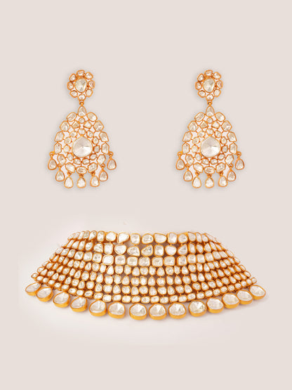 Zahra Gold Finish Moissanite Bridal Set