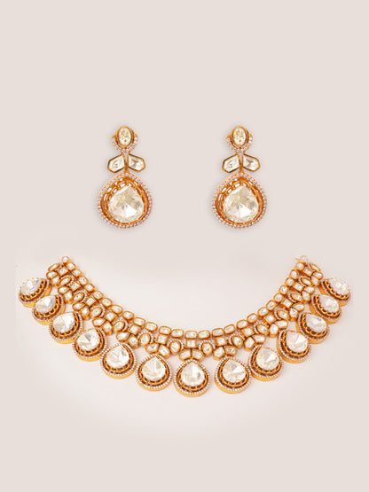Zihar Gold Finish Moissanite Necklace Set