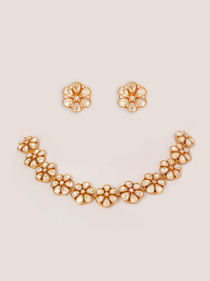 Zaha Gold Finish Moissanite Necklace Set