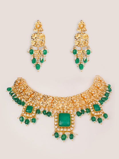 Shiva Green Kundan Jadau Necklace Set