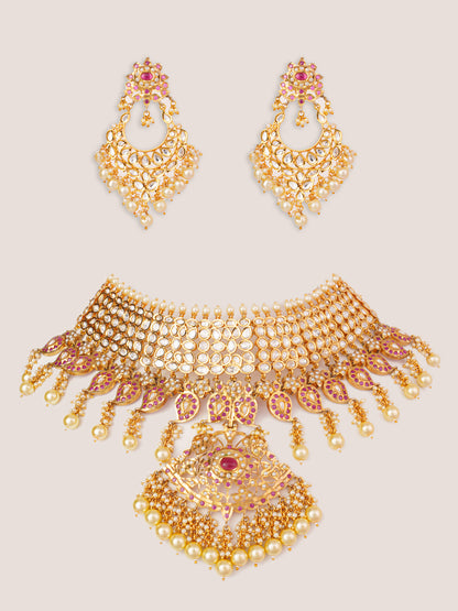 Anjuri Gold Finish Kundan Jadau Necklace Set