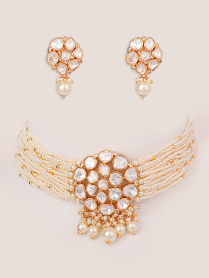 Vrishti White Pearl Kundan Choker