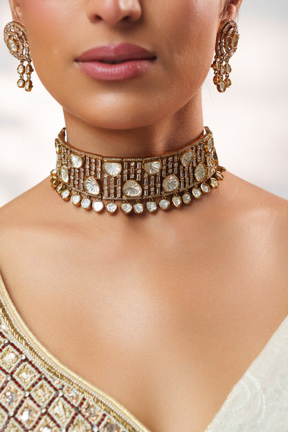 Arena Two Tone Finish Polki Choker