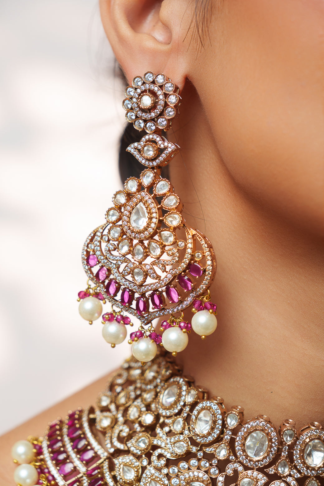 Faiza Two Tone Finish Red Polki Bridal Set