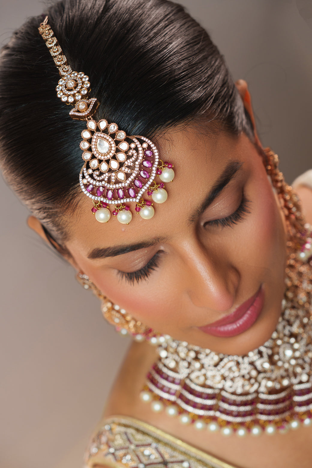 Faiza Two Tone Finish Red Polki Bridal Set