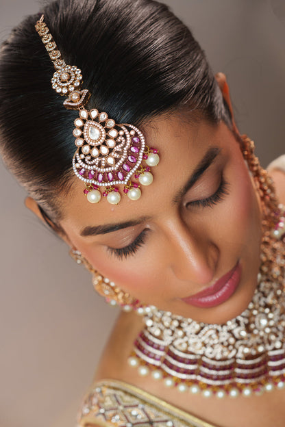 Faiza Two Tone Finish Red Polki Bridal Set
