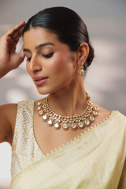 Zihar Gold Finish Moissanite Necklace Set