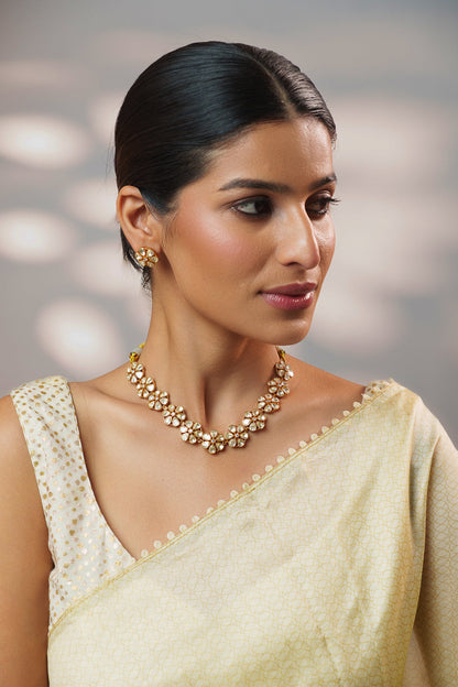 Zaha Gold Finish Moissanite Necklace Set