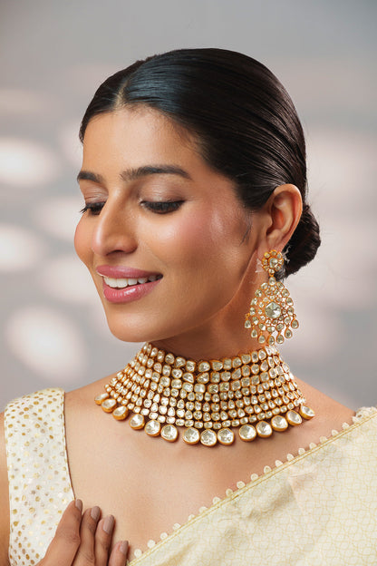 Zahra Gold Finish Moissanite Bridal Set