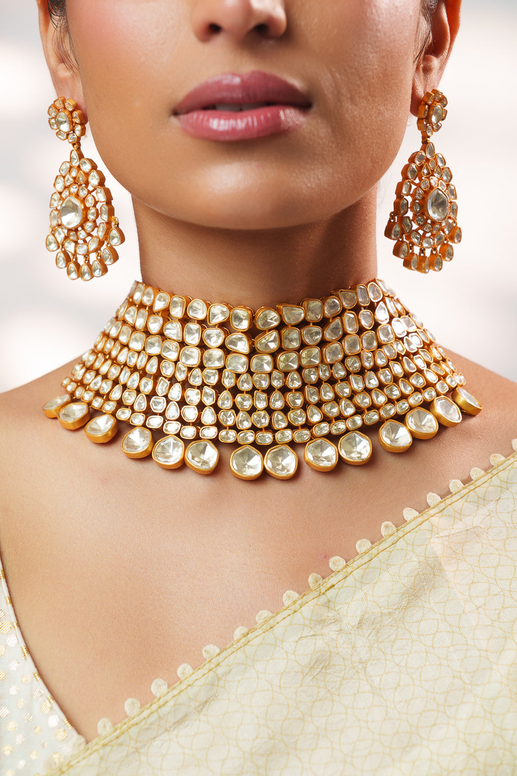 Zahra Gold Finish Moissanite Bridal Set