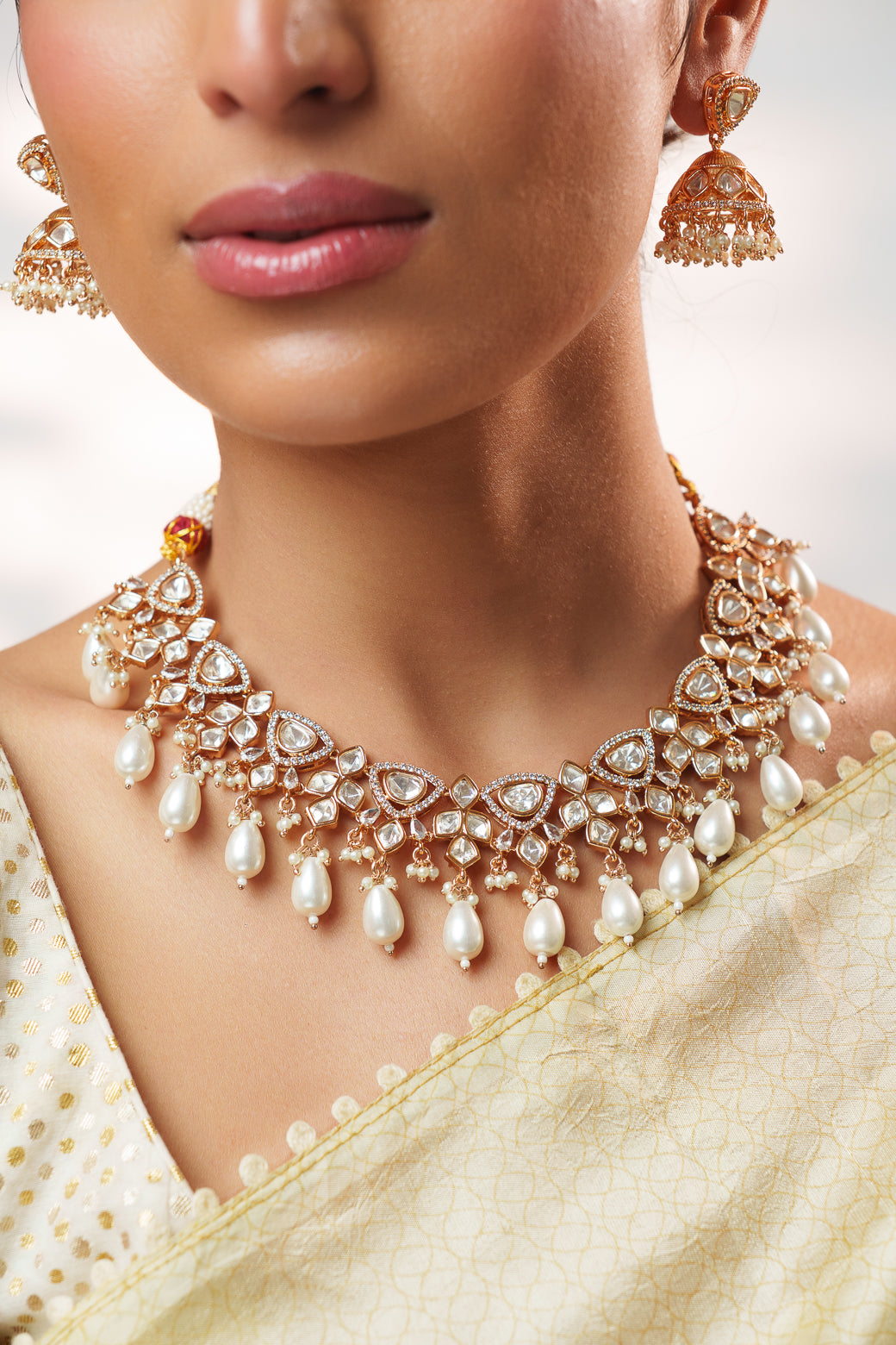 Arnika Gold Finish Kundan Necklace Set