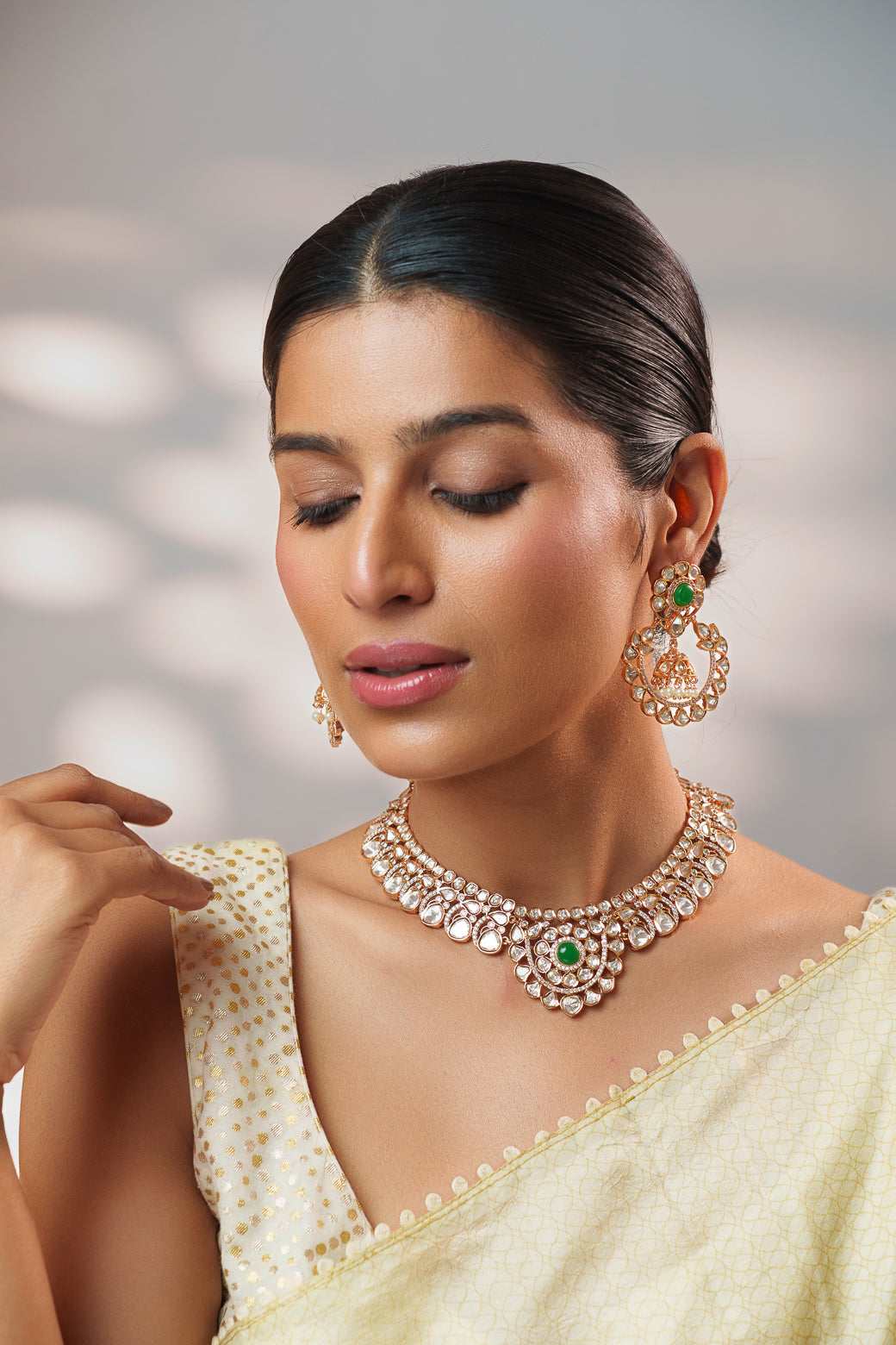Pranika Gold Finish Kundan Necklace Set