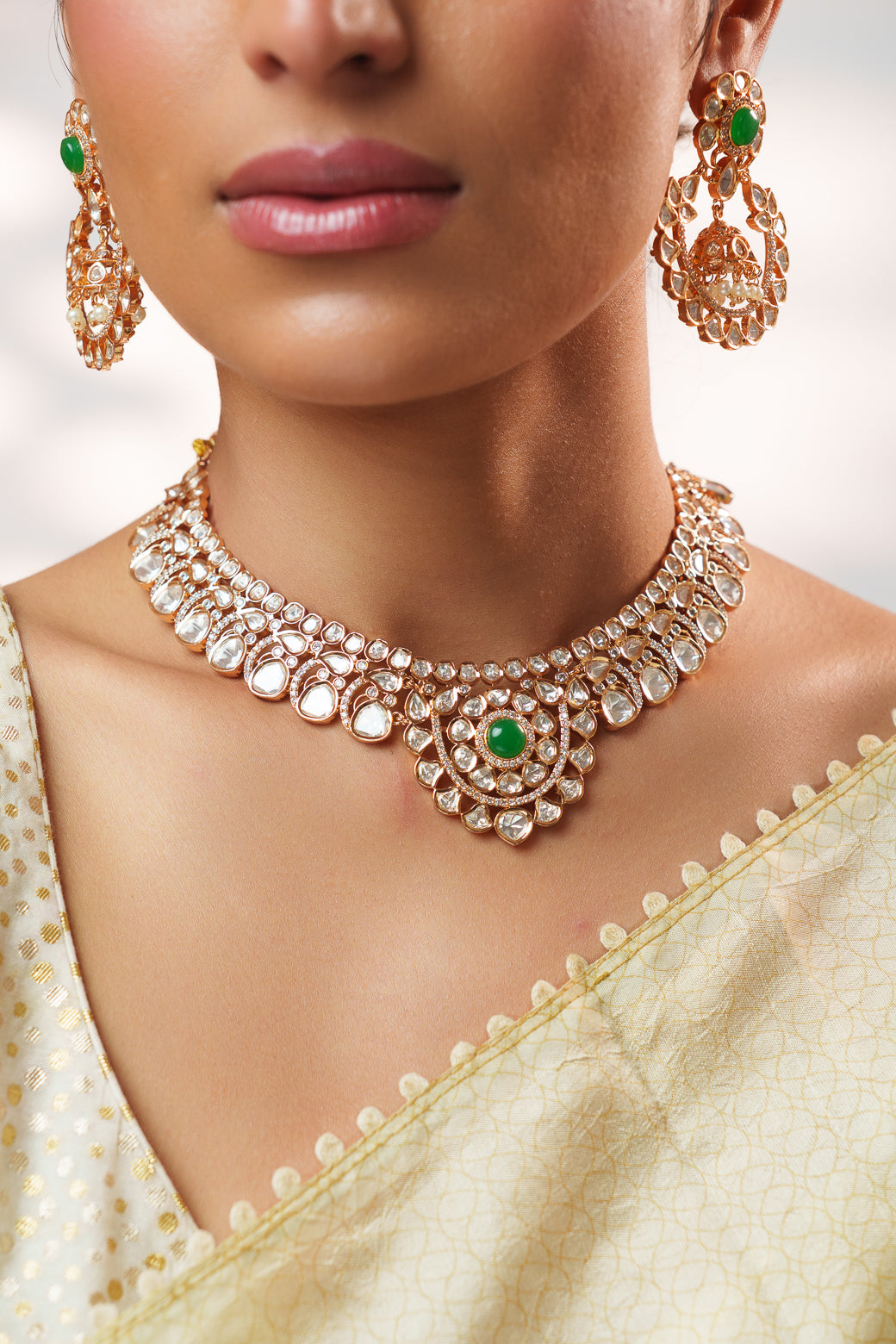 Pranika Gold Finish Kundan Necklace Set