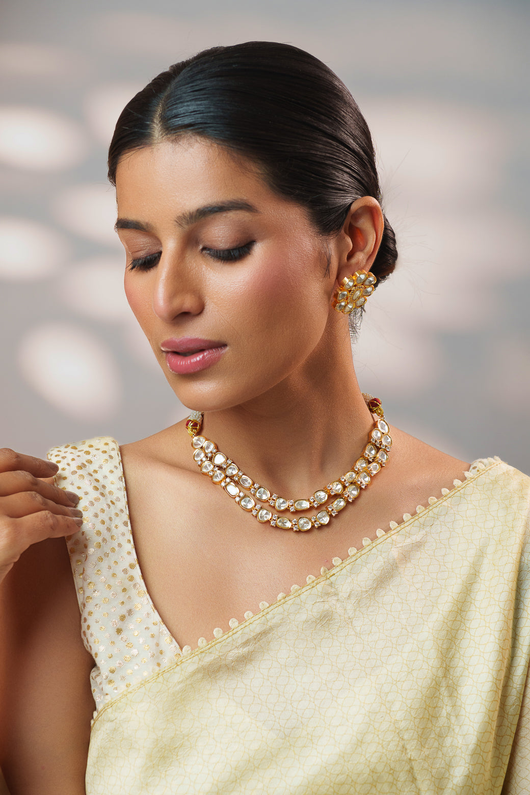 Maayra Gold Finish Kundan Necklace Set