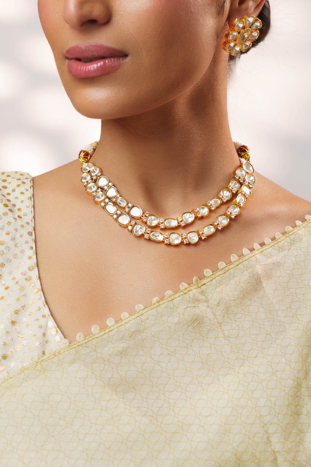 Maayra Gold Finish Kundan Necklace Set