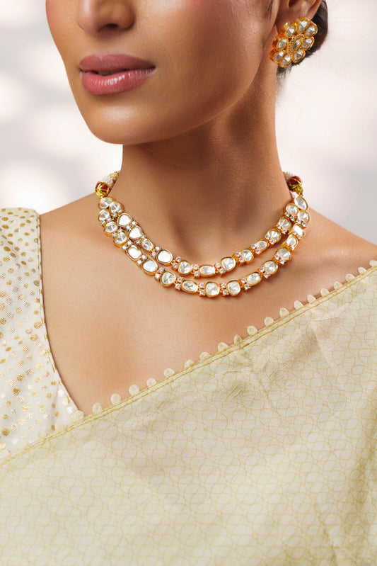 Maayra Gold Finish Kundan Necklace Set