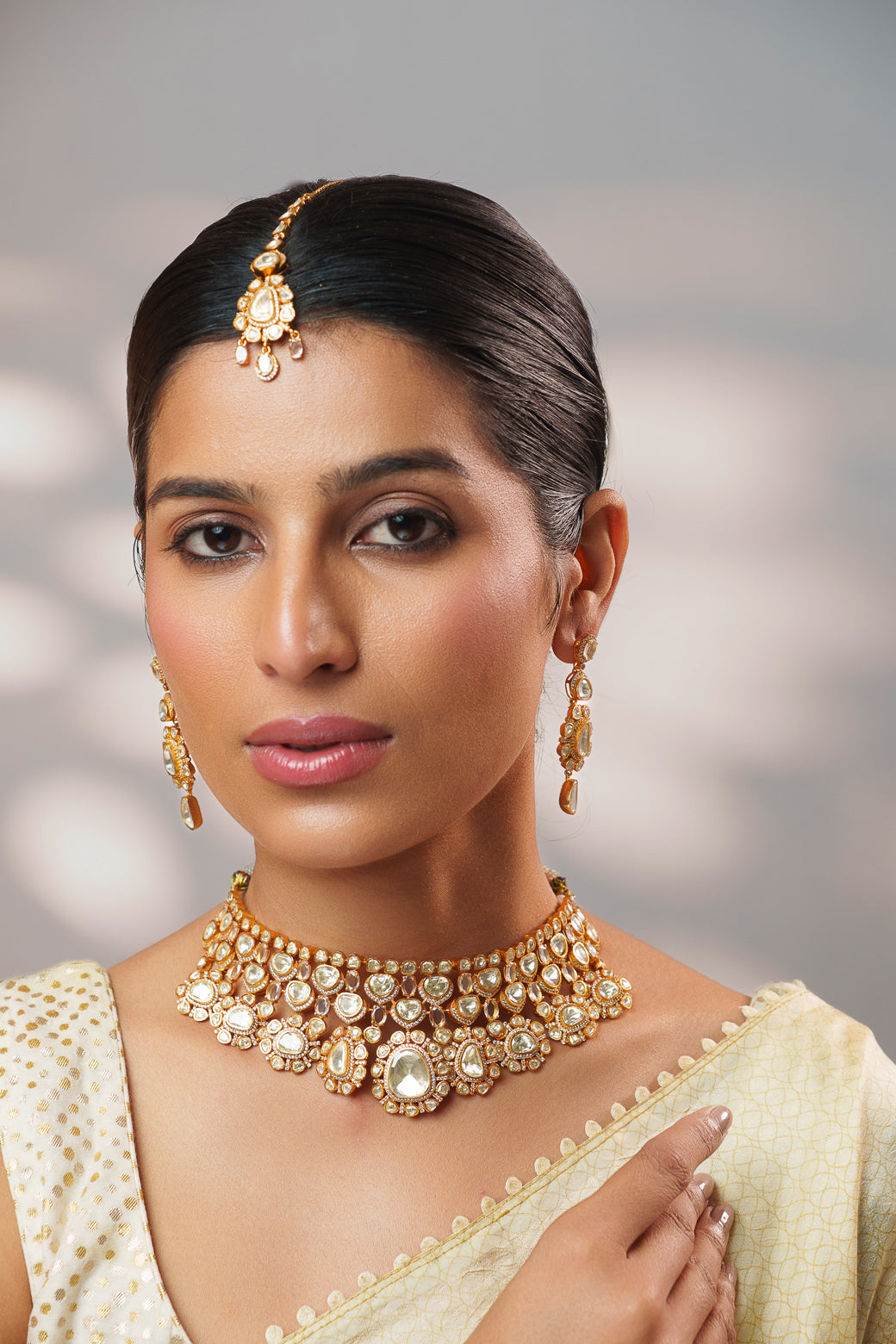 Keyara Gold Finish Moissanite Bridal Set
