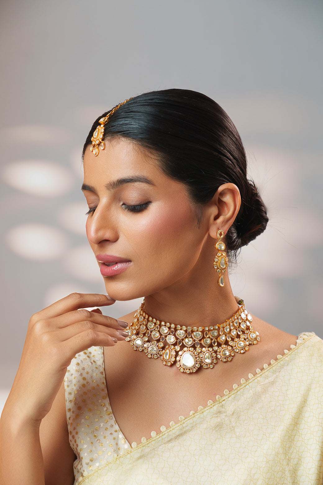 Keyara Gold Finish Moissanite Bridal Set