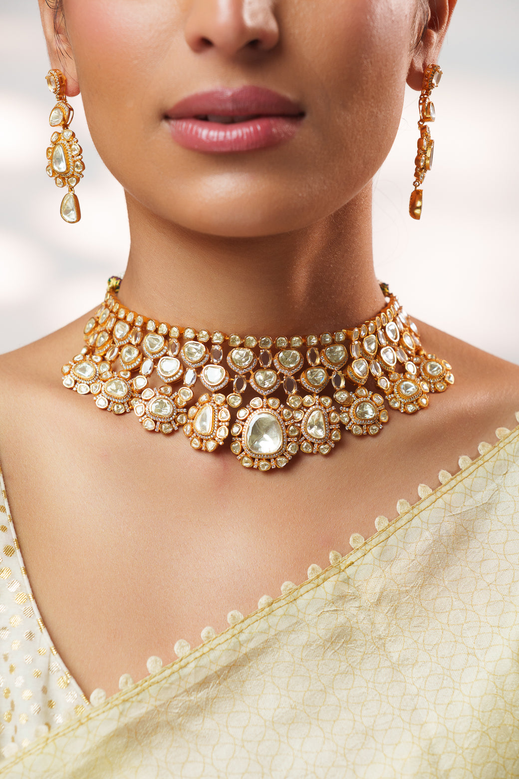 Keyara Gold Finish Moissanite Bridal Set