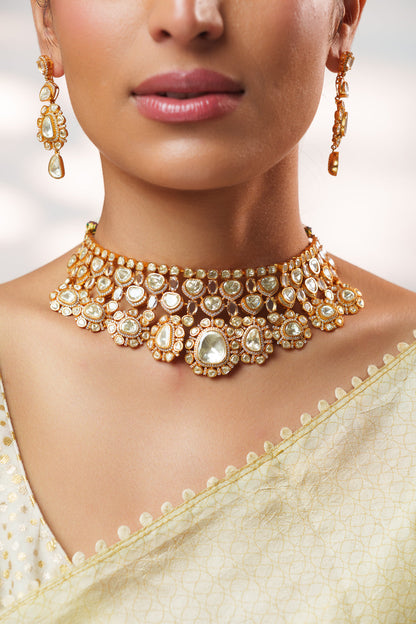 Keyara Gold Finish Moissanite Bridal Set