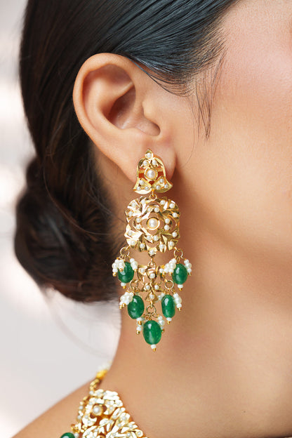 Shiva Green Kundan Jadau Necklace Set
