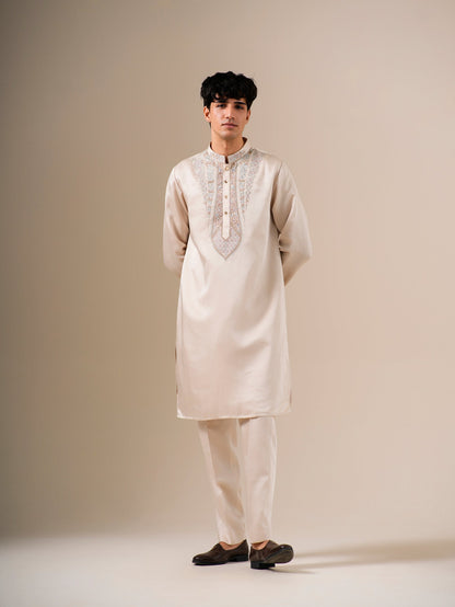 Beige Bloomwork Kurta Set