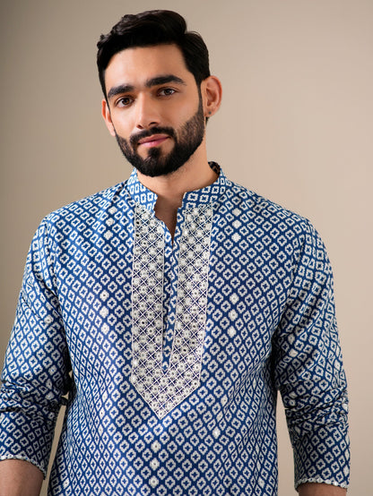 Indigo Mosaic Mirrorwork Kurta Set