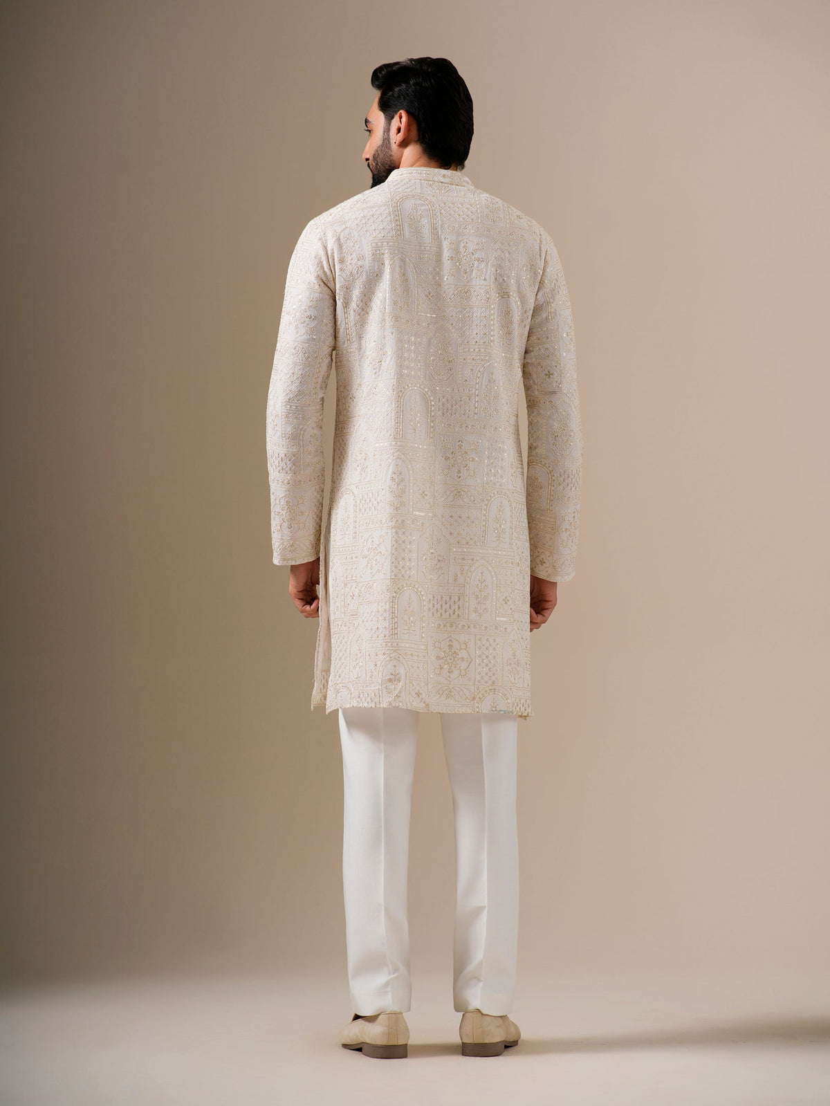Mughal White & Gold Kurta Set
