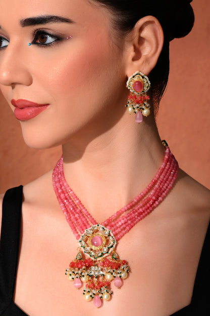 Gold plated ethnic  necklace set with earings