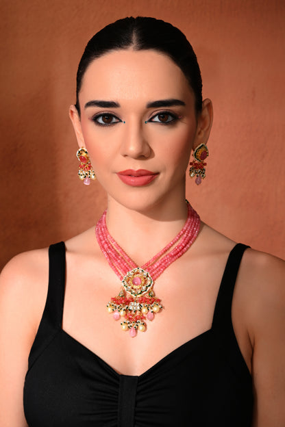 Gold plated ethnic  necklace set with earings