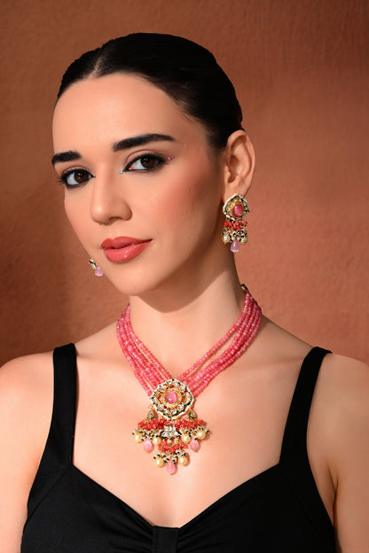 Gold plated ethnic  necklace set with earings