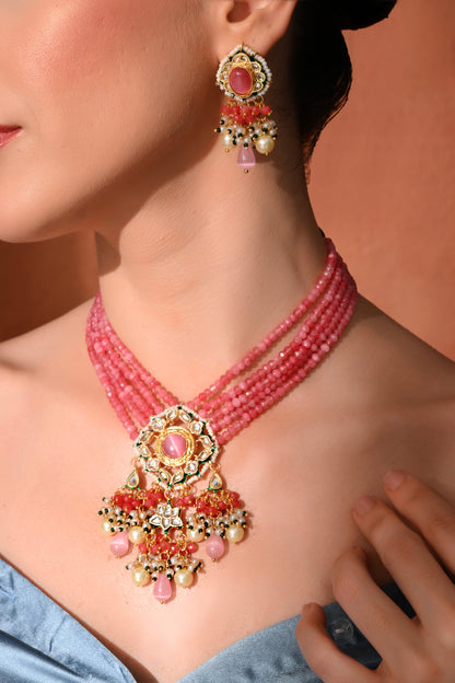 Gold plated ethnic  necklace set with earings