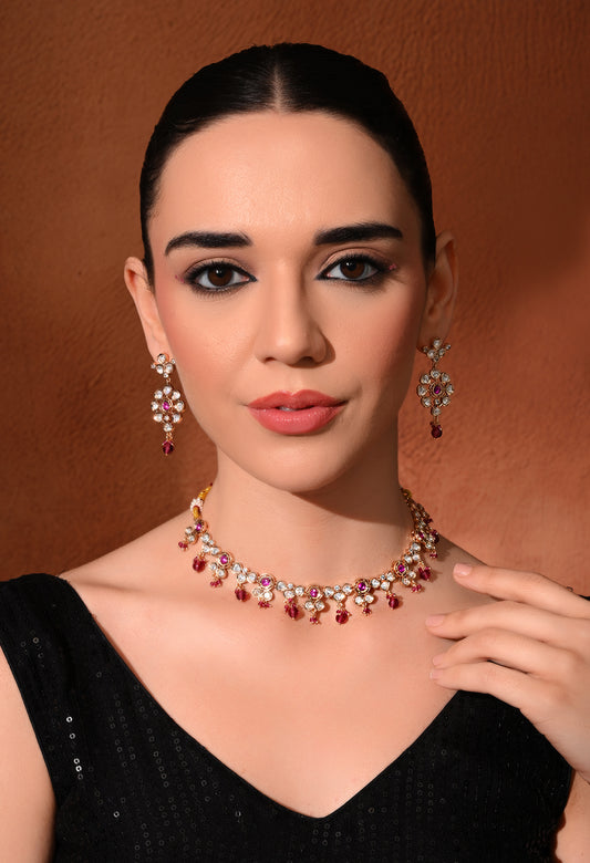 Golden plated  necklace set with earings