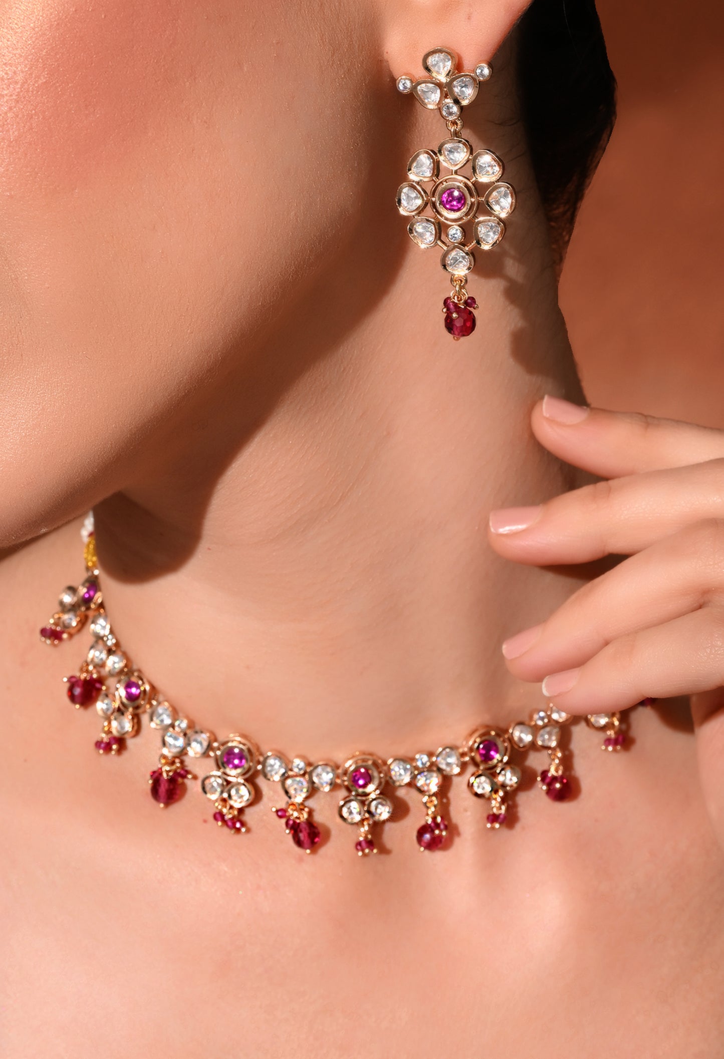 Golden plated  necklace set with earings