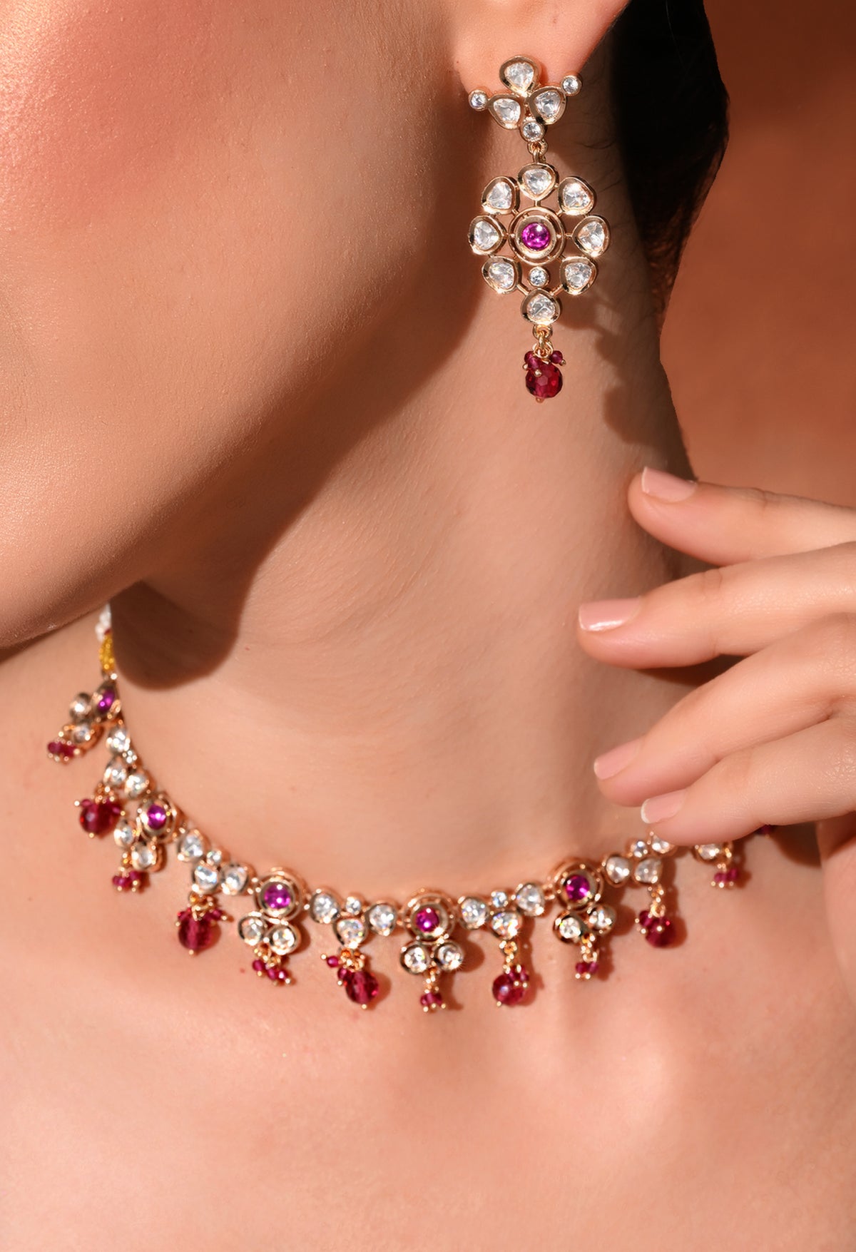 Golden plated  necklace set with earings