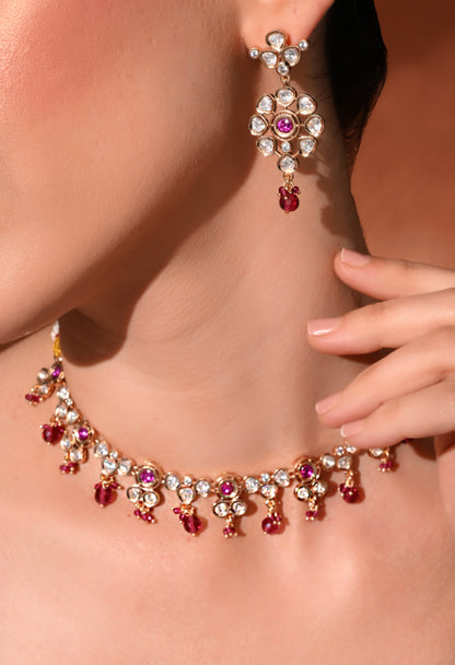 Golden plated  necklace set with earings