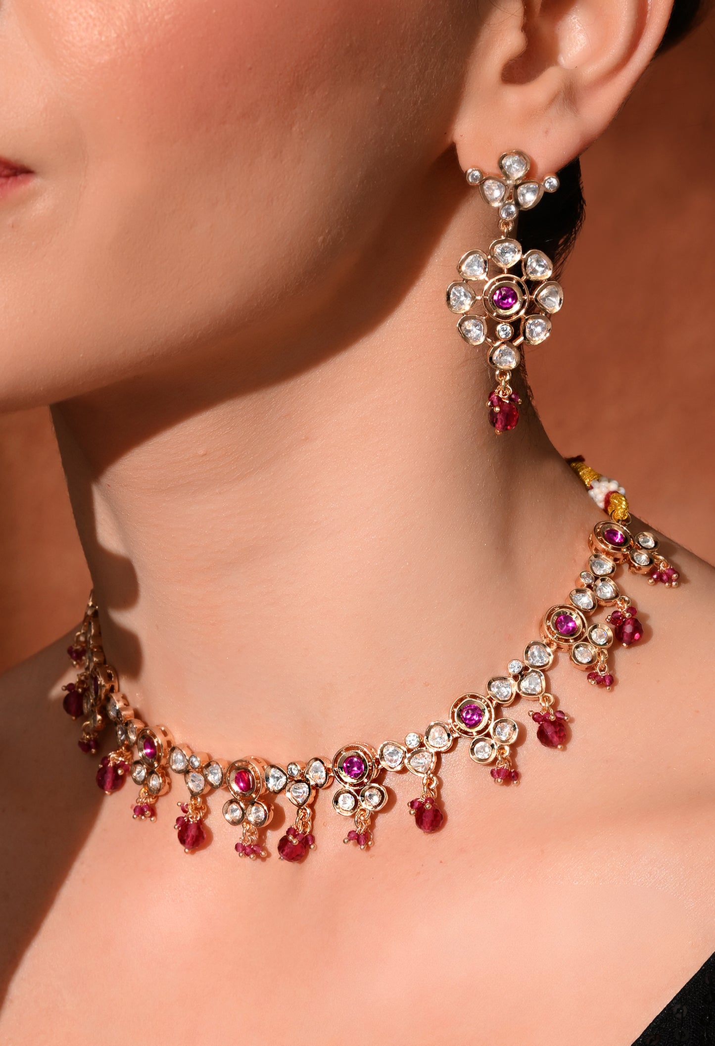Golden plated  necklace set with earings