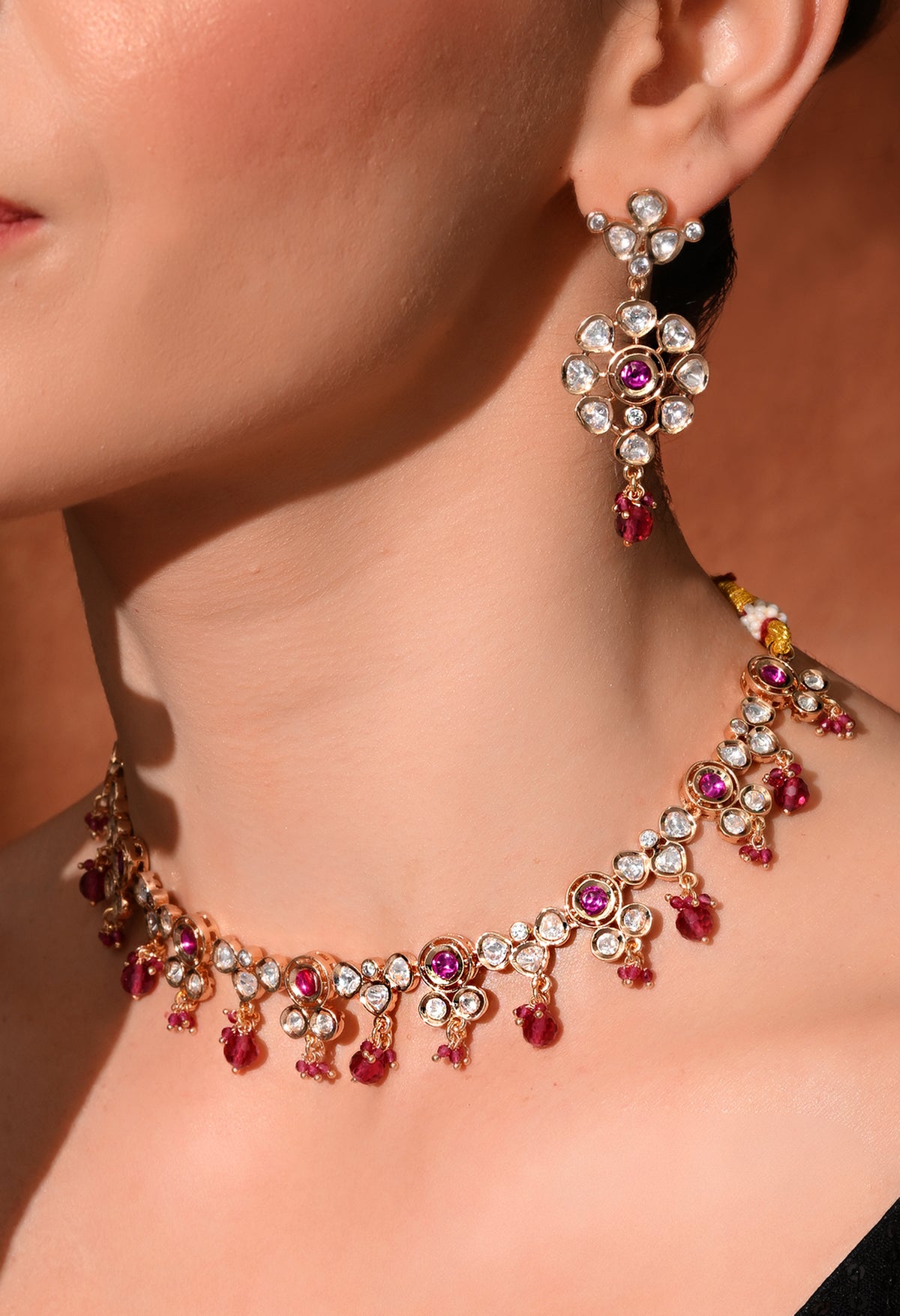 Golden plated  necklace set with earings