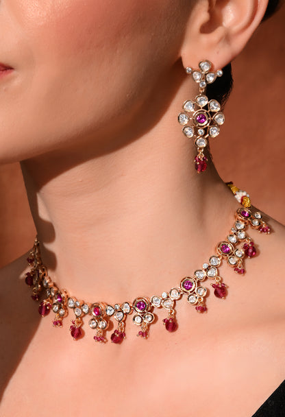 Golden plated  necklace set with earings