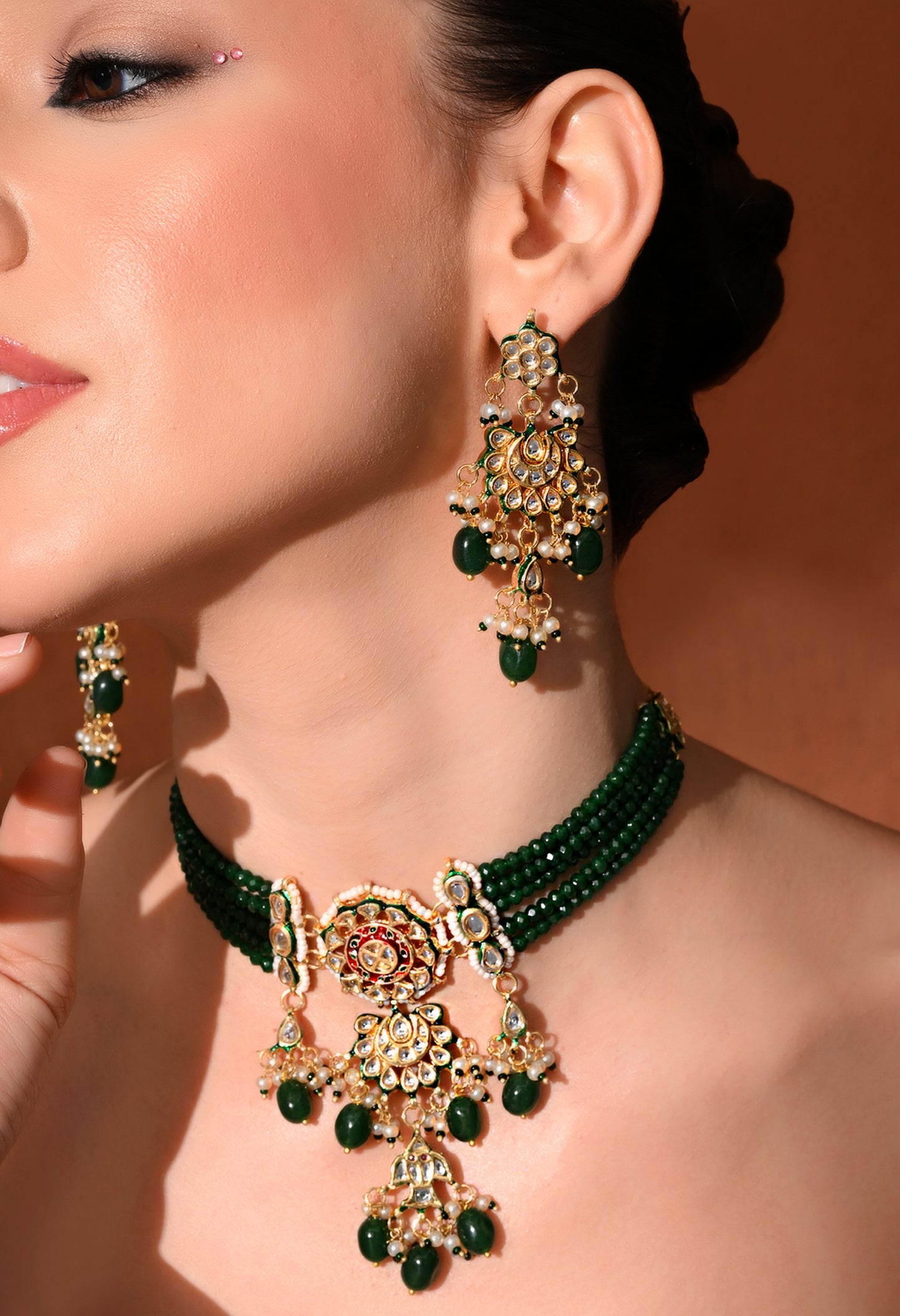 Gold plated   ethnic necklace set with earings