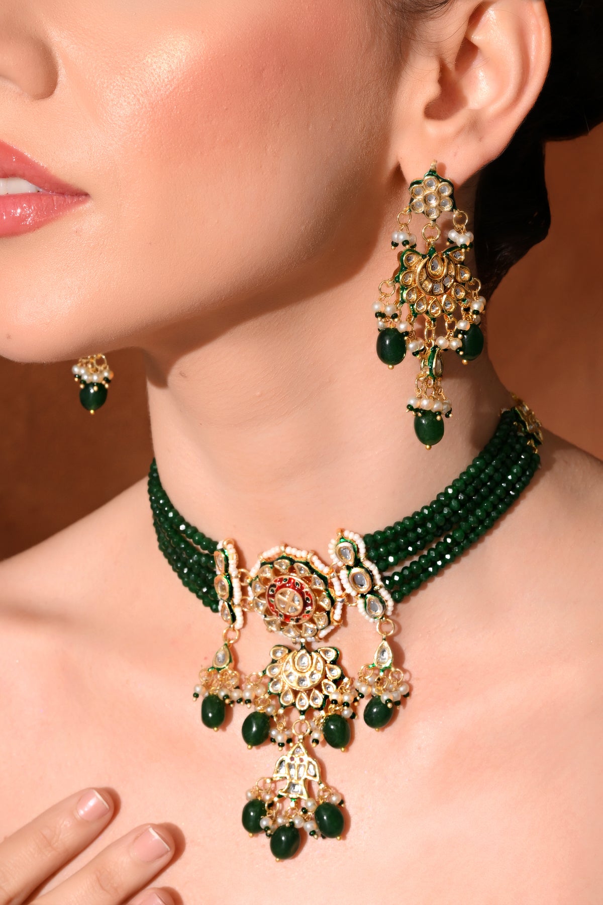 Gold plated   ethnic necklace set with earings