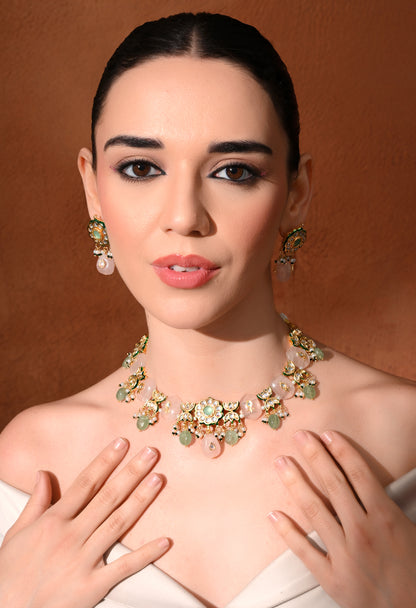 Gold plated   ethnic necklace set with earings